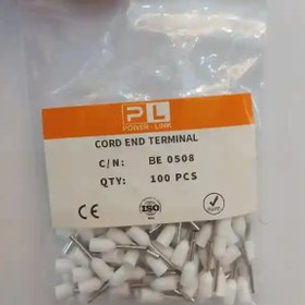 تصویر سرسیم وایرشو نیم 0.5 تک مدل BE1008 برند پاورلینک بسته۱۰۰عدد CORD END TERMINAL