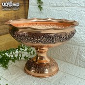 تصویر آجیل خوری مسی تک پایه مدل گلبرگ 