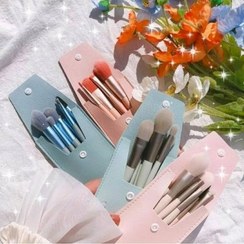 تصویر ست مینی براش 8 تایی به همراه کیف شفاف Makeup Mini Brushes Set 8Pcs