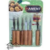 تصویر چنگال زیتون خوری دسته چوبی بسته ۶ عددی 