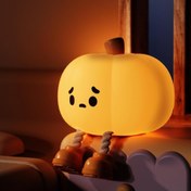 تصویر چراغ خواب سیلیکونی شارژی طرح کدو حلوایی silicon night light model pumpkin