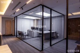 تصویر پارتیشن شیشه ای تکجداره فریم لس Glass Partition