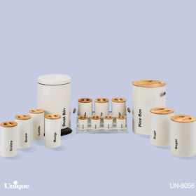 تصویر سرویس آشپزخانه 16 پارچه نباتی (کرم )درب بامبو یونیک کد UN-8056 