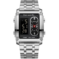 تصویر ساعت مچی مردانه استیل بوگاتی دو زمانه بین باند BIN BOND جدید BIN BOND