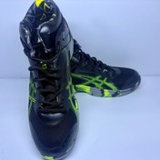 تصویر کفش ورزشی ساق‌دار اسیکس (Asics) مدل Dunkshot رنگ مشکی فسفری (مخصوص والیبال و بسکتبال) - 4 Asics Dunkshot MB 9 Basketball/Volleyball Shoes - Black/Safety Yellow