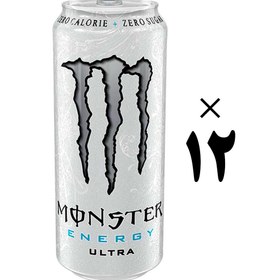 تصویر نوشیدنی انرژی زا بدون قند و کالری سفید مانستر ۵۰۰ میل باکس ۱۲ عددی monster ا monster monster