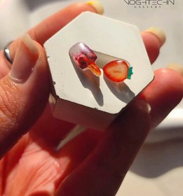 تصویر پک گوشواره فانتزی برند فشن مدل رزینی استیل رنگ ثابت Fancy earrings pack, fashion brand, fixed color steel resin model