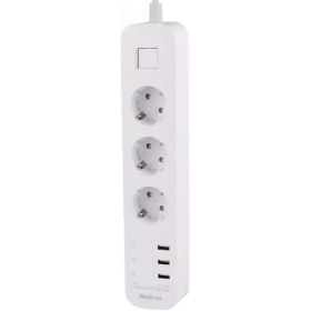 تصویر چند راهی برق ارت دار سه سوکت و سه یو اس بی هادرون Hadron P323 3 AC Outlets 3 USB Power Strip 