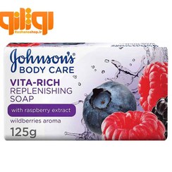 تصویر صابون حمام جانسون Johnsons عصاره تمشک بسته 6 عددی Johnsons body care vita-rich replenishing soap 750g