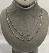 تصویر گردنبند نقره زنانه دولاین زنجیر ساچمه ای و دیپلمات مدل 2094 