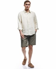 تصویر شورت و شلوارک Koton اورجینال مردانه برند کوتون 5SAM40020HW Linen Cotton Blend Fold-Up Leg Pocket Detailed Tie-Waist Buttoned Shorts 