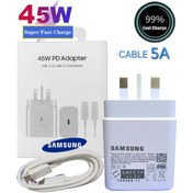 تصویر شارژر45وات سامسونگ به همراه کابل ۱۰۰٪اورجینال باگارانتی 