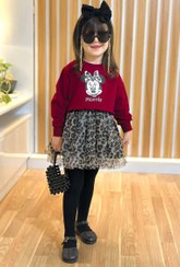 تصویر ست دو تیکه کراپ و دامن پلنگی میکی ۳ تا ۱۰ سال رنگبندی 