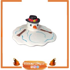 تصویر جاشمعی سرامیکی آدم برفی آب شده Melted Snowman Ceramic Candle Holder