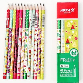 تصویر مداد مشکی آریا مدل میوه‌ای بسته 12 عددی Arya Fruity HB Pencil 12 pcs - 3048