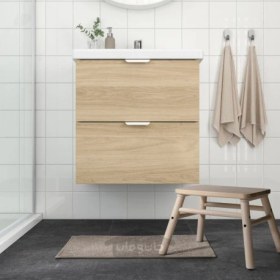 تصویر فرش حمام ایکیا مدل IKEA OSBYSJÖN رنگ خاکستری روشن-بژ تحویل 29 روزه IKEA OSBYSJÖN