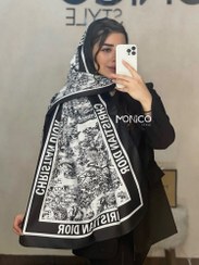 تصویر شال ابریشم DIOR جنگلی حاشیه مشکی2159 