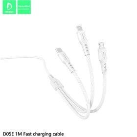 تصویر کابل شارژ سه سر دنمن مدل D05E به طول 1 متر Cable Charge Denmen D05E 3IN1