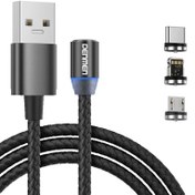 تصویر کابل تبدیل مغناطیسی USB به MicroUSB/USB-C/لایتنینگ دنمن مدل D09E طول 1 متر 