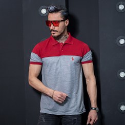 تصویر پولو شرت polo طوسی قرمز 