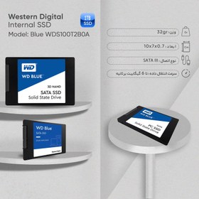 تصویر اس اس دی اینترنال وسترن دیجیتال مدل Blue WDS100T2B0A ظرفیت 1 ترابایت چیپس و پاپ کورن وسترن