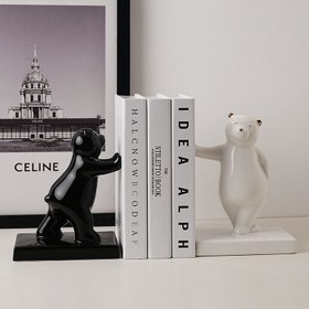 تصویر نگه دارنده کتاب مدل خرس سیاه و سفید 