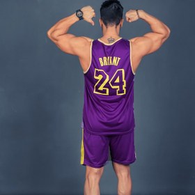 تصویر ست شورت و رکابی بسکتبال لیکرز بنفش کد 024 