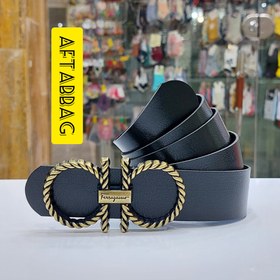 تصویر کمربند زنانه دخترانه مشکی Ferragamo عرض ۳/۵ سانت 