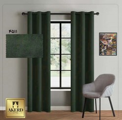 تصویر پرده پانچ مخمل دکوران مدل 100112 سایز ۲۸۰ در ۱۴۰ سانتی‌متر رنگ سبز تیره 