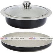 تصویر سه پارچه پیتزا و ته چین پز سایز متوسط برند عروس - بازار فوری Three pizza slices a​nd a medium-sized baking sheet- Aroos bra​nd