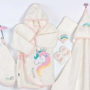 تصویر ست حوله کودک و نوزاد پنج تکه طرح یونیکورن برند پاپو Papo 