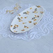 تصویر دیس بیضی سرامیکی شیرینی‌خوری دستساز نیلابی موجود در 5 طرح