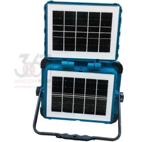 تصویر چراغ پروژکتور شارژی خورشیدی 200 وات مدل ZL-501 پنل خورشیدی تاشو 200W Solar Rechargeable Projector Light Model ZL-501