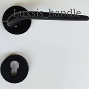 تصویر دستگیره دو تکه رزت مشکی همراه با قفل و توپی 