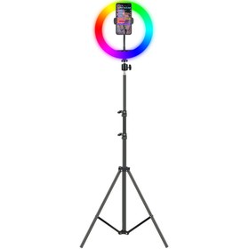 تصویر رینگ لایت مدل MJ26-RGB به همراه پایه 