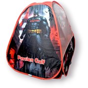 تصویر چادر بازی کودک فانتزی طرح بتمن اندازه ۱۳۰×۱۳۰ | بدنه مقاوم، فنر فولادی، طراحی کارتونی 