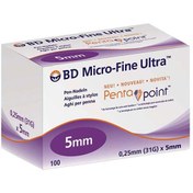 تصویر سر سوزن قلم انسولين BD بى دى سايز 5 ميلى متر (بسته 100 عددى) 