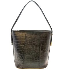 تصویر کیف زنانه تمام چرم گاوی طرح کرو رنگ مشکی 