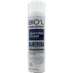 تصویر فوم اصلاح آقایان خنک کننده حاوی آلوئه ورا 200 میلی لیتر بیول Bio`l Shaving Foam Sensitive Skin Aloevera 