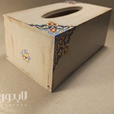 تصویر جعبه دستمال کاغذی تذهیب کاری شده (رنگ کرم) 