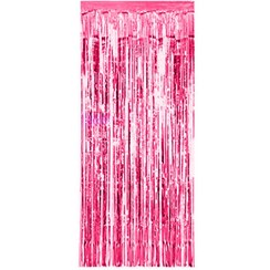 تصویر پرده متالایز صورتی لی لی بالن 