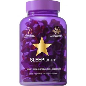 تصویر پاستیل اسلیپ تامین هیرتامین تنظیم کننده خواب 60 عددی Hairtamin Sleeptamin Dietary Supplement 60 Vegan Gummies