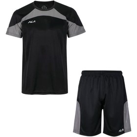 تصویر ست تیشرت شلوارک ورزشی مردانه ALA0692-001 مشکی/طوسی 