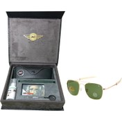 تصویر عینک خلبانی AO با پک چرمی کامل 