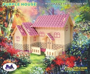 تصویر پازل چوبی کلبه صورتی دو ورقی کوچک 