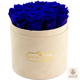 تصویر Blue Eternal Roses in a Beige Flocked Box | کد: ZNB-1JAS 