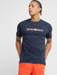 تصویر تی‌شرت گردن گرد با لوگوی لباس ساحلی برند Emporio Armani Beachwear Logo Crew Neck T-Shirt