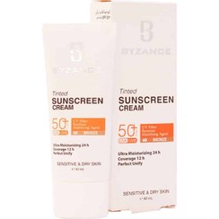 تصویر کرم ضد آفتاب بیزانس SPF 50 رنگی برنز حجم ۴۰ میلی لیتر 