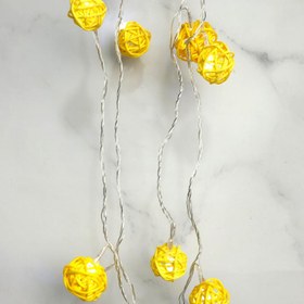 تصویر ریسه 10 لامپ طرح گوی چوبی زرد مهتابی 2٫5 متری Multi Function Yellow Wooden Ball Light