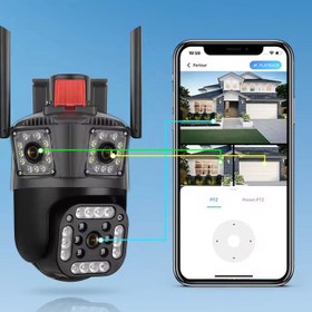 تصویر دوربین سه لنز هوش مصنوعی وای فای V380 